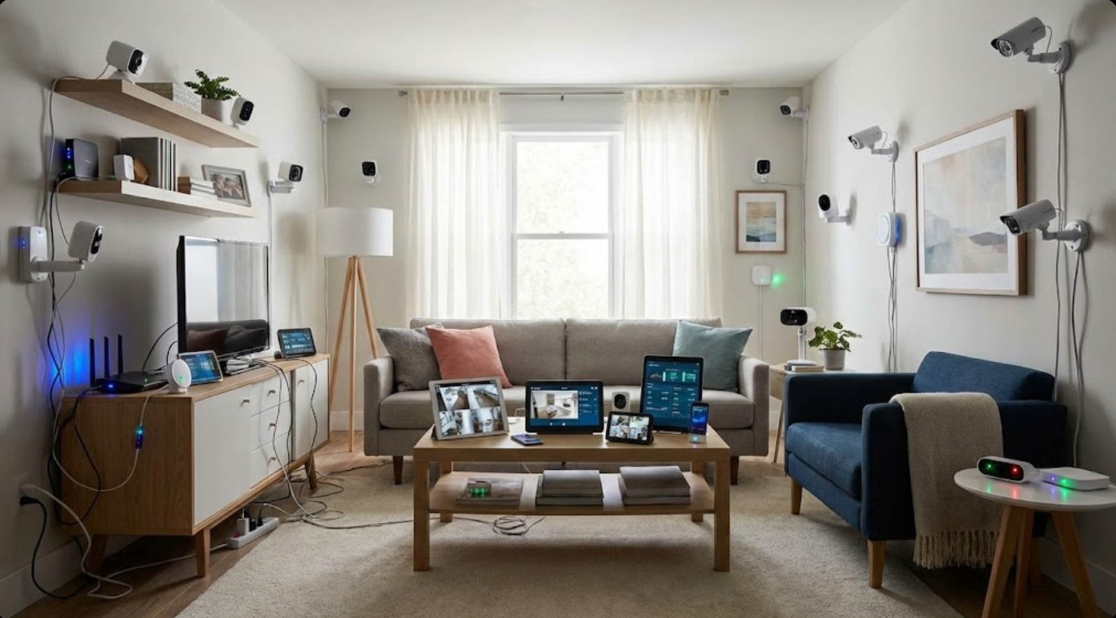 Trop de caméras partout : exemple de sécurité maison connectée inutile et envahissante