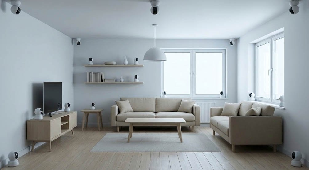 Caméra intérieure connectée gadget avec surveillance excessive en appartement