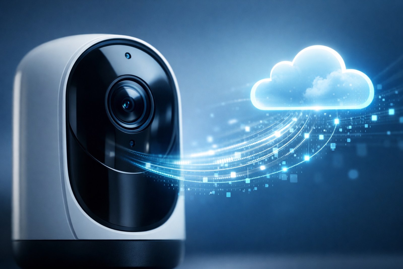 Abonnement caméra connectée et stockage cloud : caméra envoyant les vidéos vers un service cloud