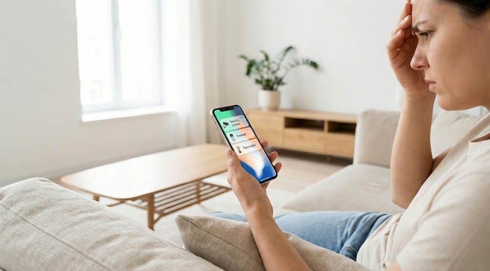 Notifications maison connectée : smartphone saturé d’alertes inutiles au quotidien